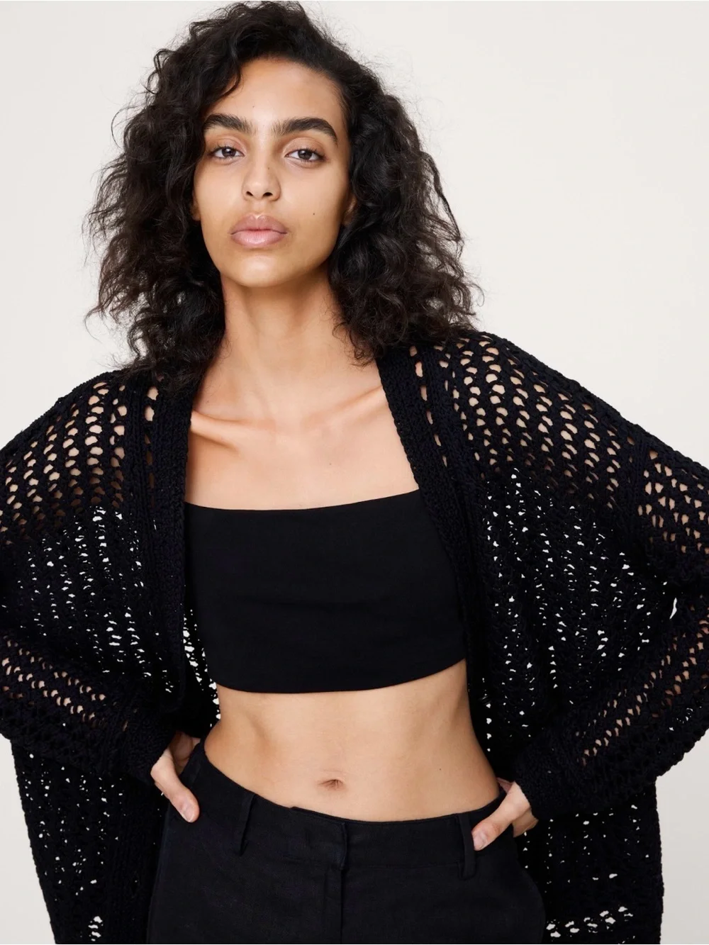 NWT Banana Republic Cotton Crochet Black Cardigan Sz Medium (#892413)